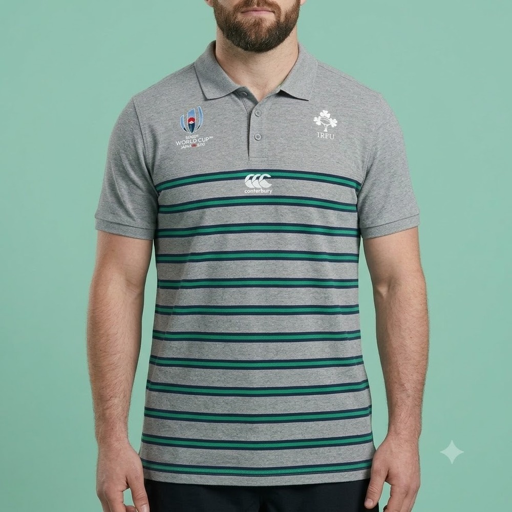 Canterbury Rugby World Cup‎ 2019 Japan Ireland IRFU Polo Shirt Mens XL Gray